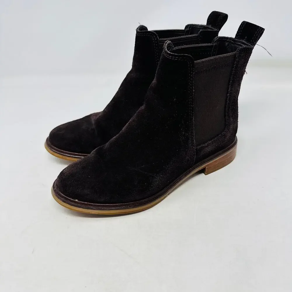 Clarks Clarkdale Arlo Chelsea Low Heel Ankle Boot Brown Suede Size‎ 5.5M